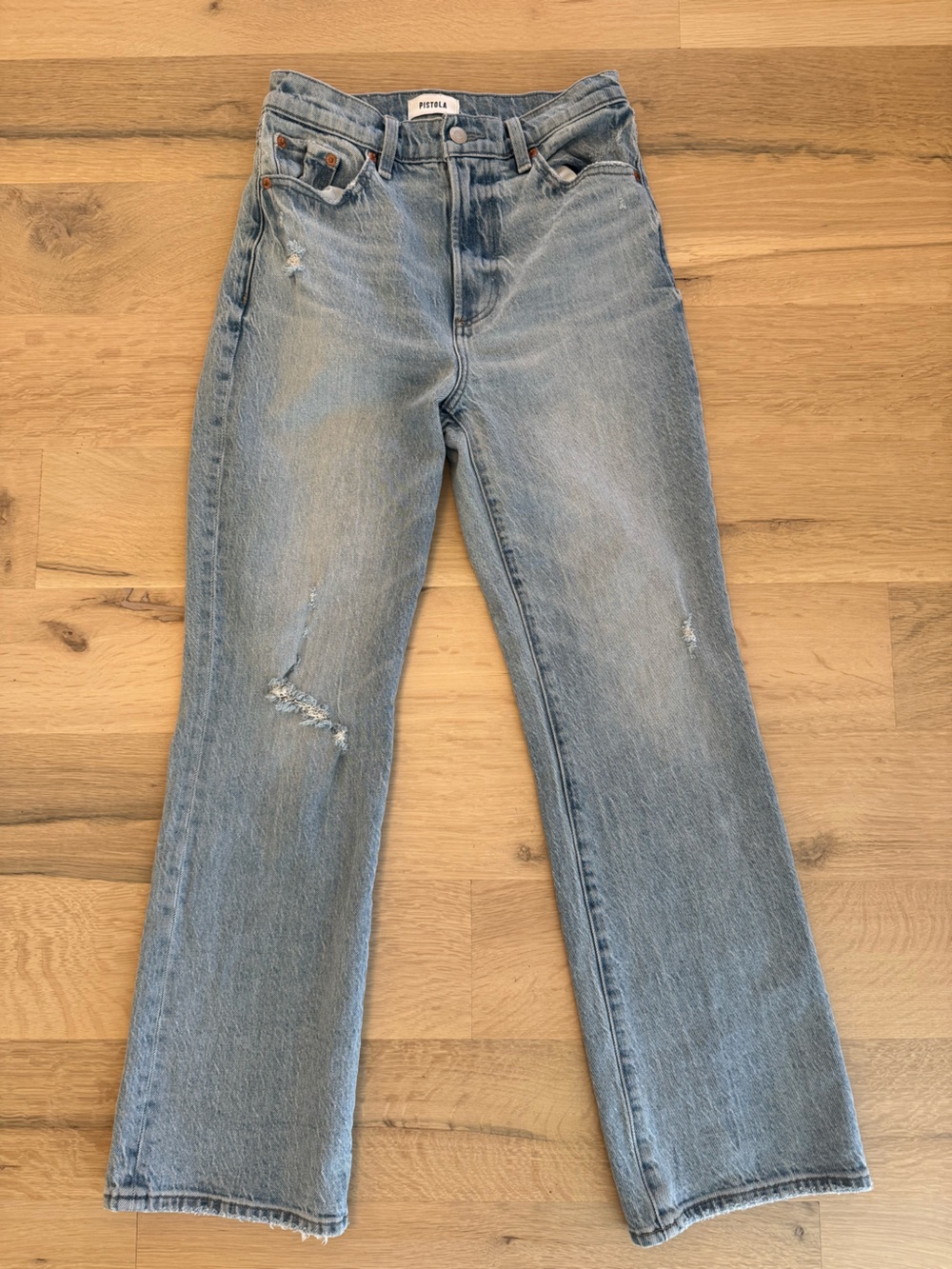 Pistola Light Blue High-Rise Straight-Leg Distressed Jeans